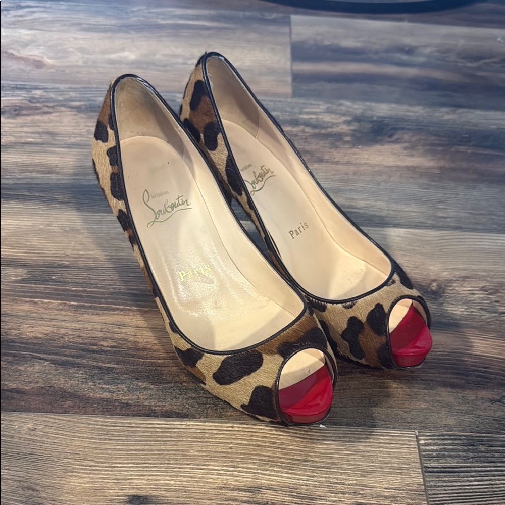 Christian Louboutin Mater Claude 85mm Leopard Print Pony Hair 36.5 EU/6.5US